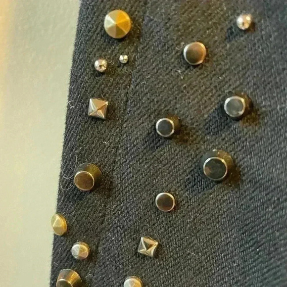 AG Adriano Goldschmied Jeans Isabelle Straight cropped studded trim black 26 - Picture 12 of 12